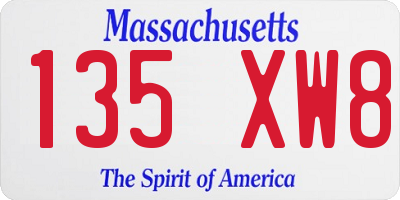 MA license plate 135XW8