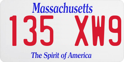 MA license plate 135XW9