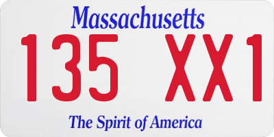 MA license plate 135XX1
