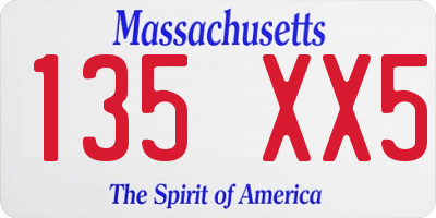 MA license plate 135XX5