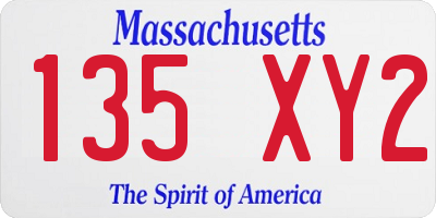 MA license plate 135XY2