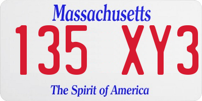 MA license plate 135XY3