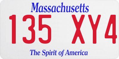 MA license plate 135XY4