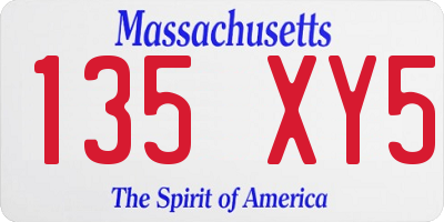 MA license plate 135XY5