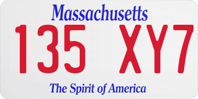 MA license plate 135XY7