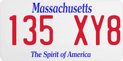 MA license plate 135XY8