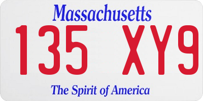 MA license plate 135XY9