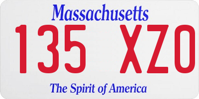 MA license plate 135XZ0