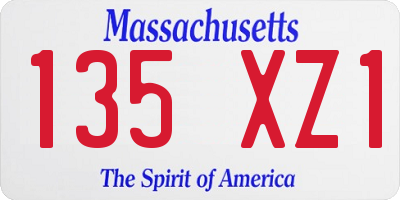 MA license plate 135XZ1