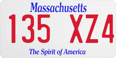 MA license plate 135XZ4