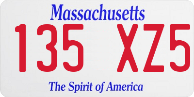 MA license plate 135XZ5