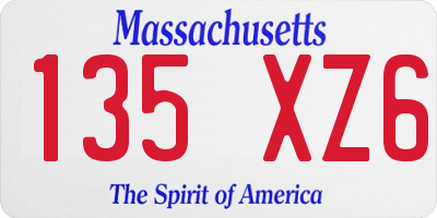 MA license plate 135XZ6