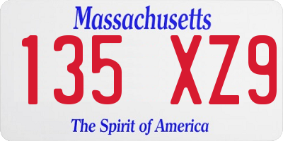 MA license plate 135XZ9