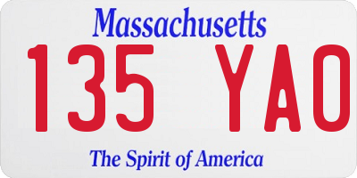 MA license plate 135YA0