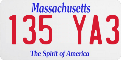 MA license plate 135YA3