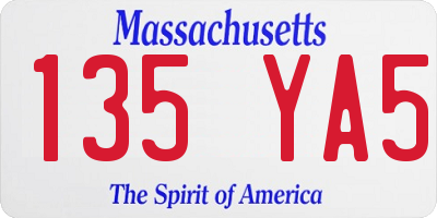 MA license plate 135YA5
