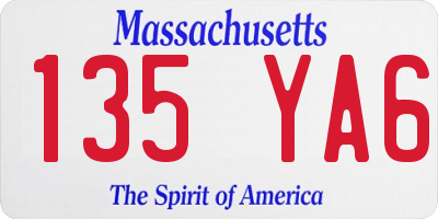 MA license plate 135YA6