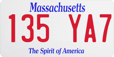 MA license plate 135YA7