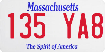 MA license plate 135YA8