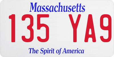 MA license plate 135YA9