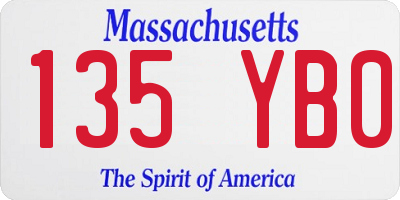 MA license plate 135YB0