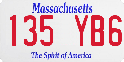 MA license plate 135YB6