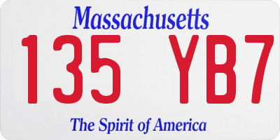 MA license plate 135YB7