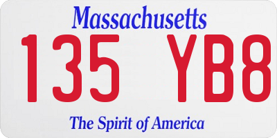 MA license plate 135YB8
