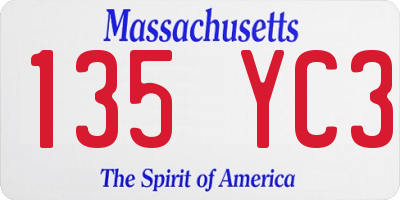 MA license plate 135YC3