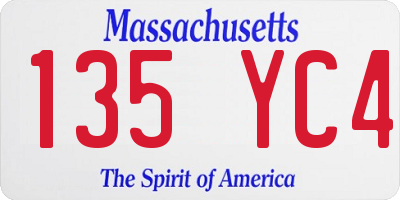 MA license plate 135YC4