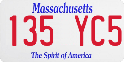 MA license plate 135YC5