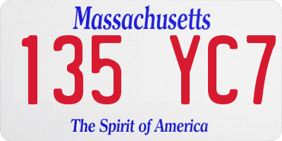 MA license plate 135YC7