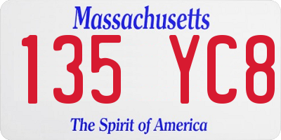 MA license plate 135YC8