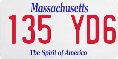 MA license plate 135YD6