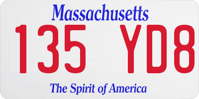 MA license plate 135YD8