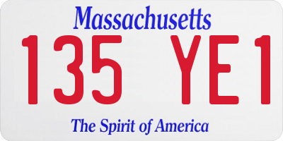 MA license plate 135YE1