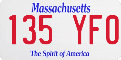 MA license plate 135YF0