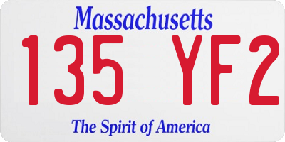 MA license plate 135YF2