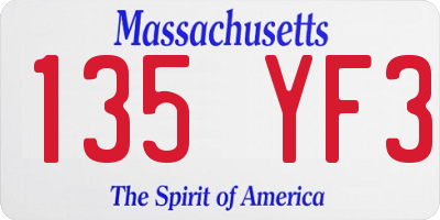 MA license plate 135YF3