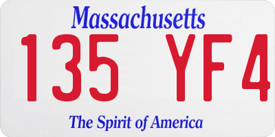 MA license plate 135YF4
