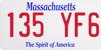 MA license plate 135YF6