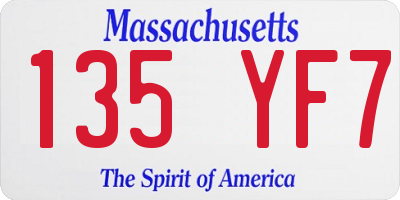 MA license plate 135YF7