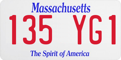 MA license plate 135YG1