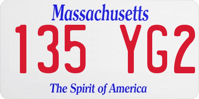 MA license plate 135YG2