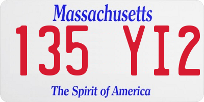 MA license plate 135YI2