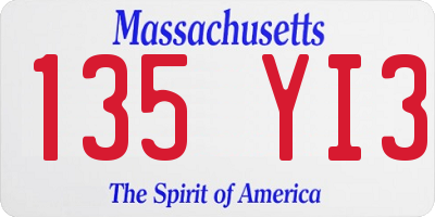 MA license plate 135YI3