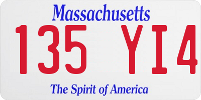 MA license plate 135YI4