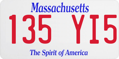MA license plate 135YI5