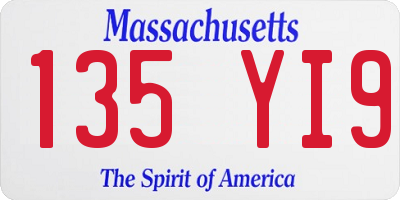 MA license plate 135YI9