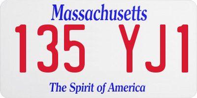 MA license plate 135YJ1